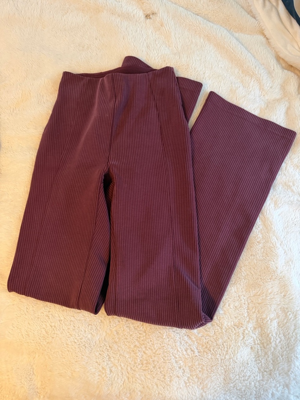 lululemon athletica Ribbed Wide-Leg Pants in Deep Plum